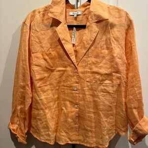 Madewell Orange Linen Shirt